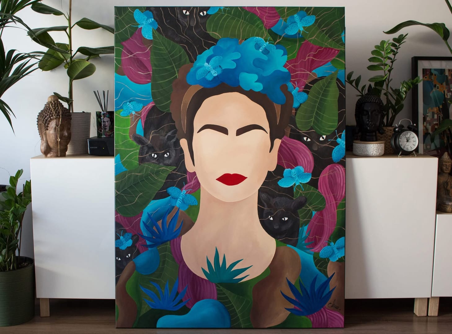 Twarze i symbole - Frida Kahlo – Monika Mrowiec, akryl, 2021