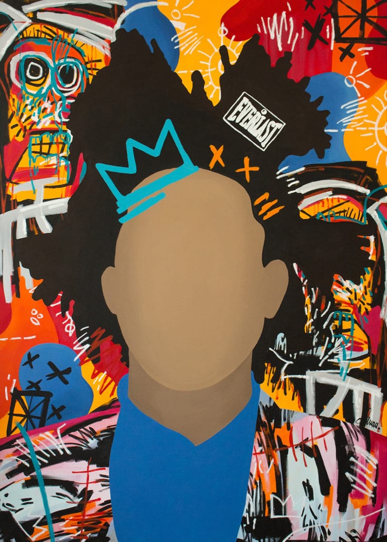 Twarze i symbole - Jean-Michel Basquiat – Monika Mrowiec, akryl, olej, technika mieszana, 2021