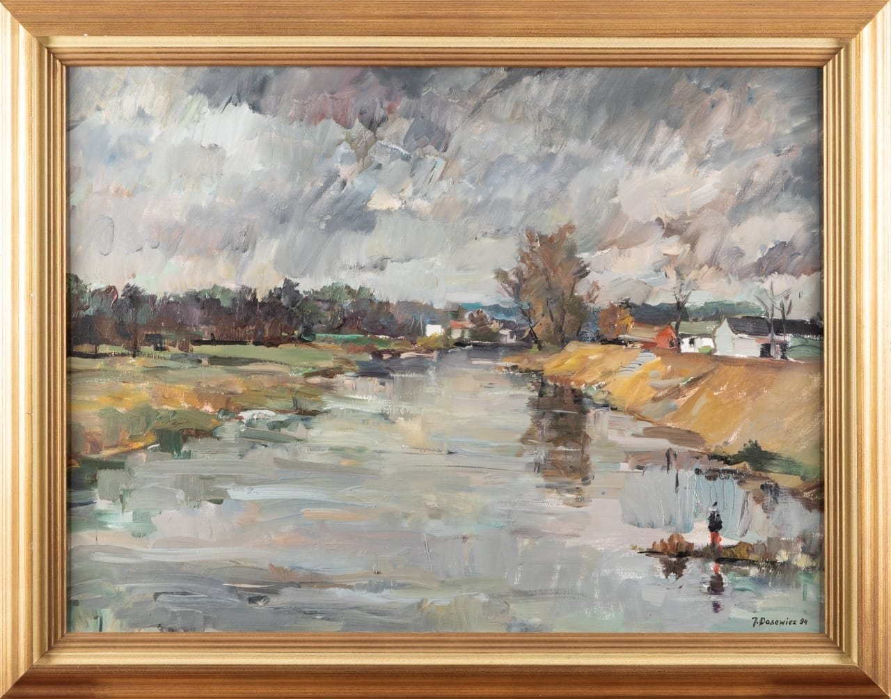 Bez tytułu (Rzeka Warta) – Jan Dasewicz, olej, 1994