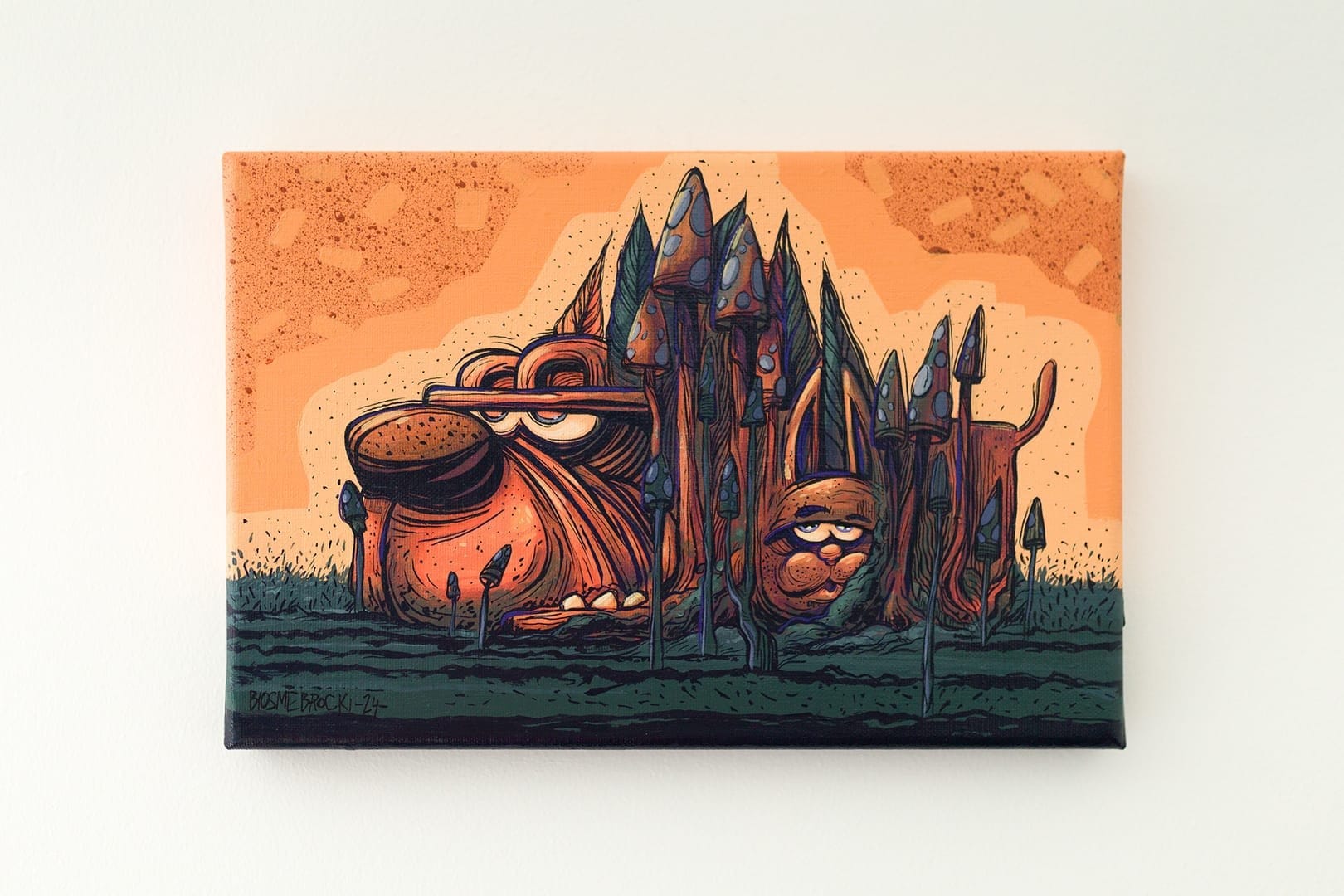 Fochy II – Brocki, akryl, graffiti, 2024