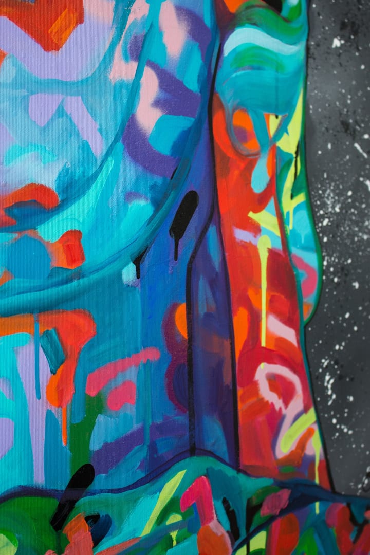 Wolność jest teraz – Monika Mrowiec, akryl, graffiti, technika mieszana, 2020