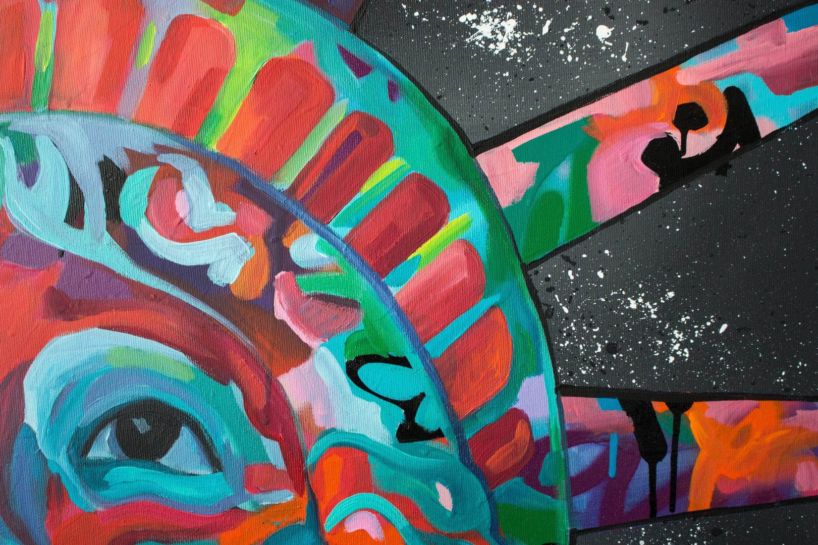 Wolność jest teraz – Monika Mrowiec, akryl, graffiti, technika mieszana, 2020