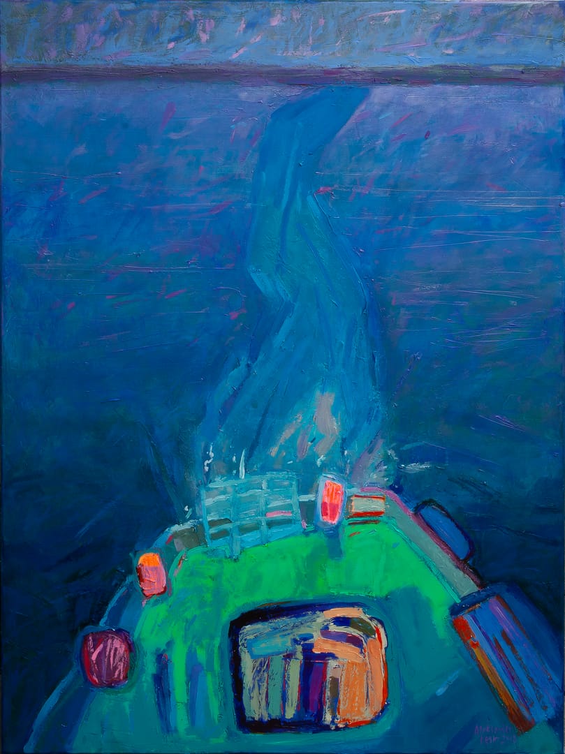 Away – Aleksander Łęski, olej, akryl, 2018
