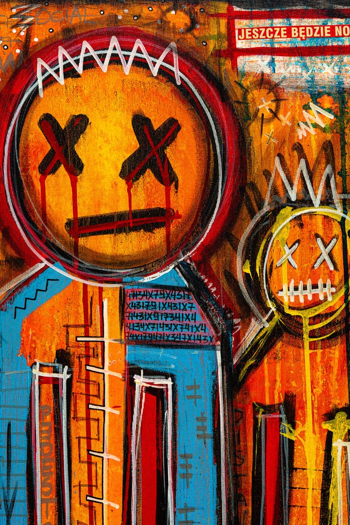 Quarrel at the bus stop – Kamil Jaczyński, akryl, 2019
