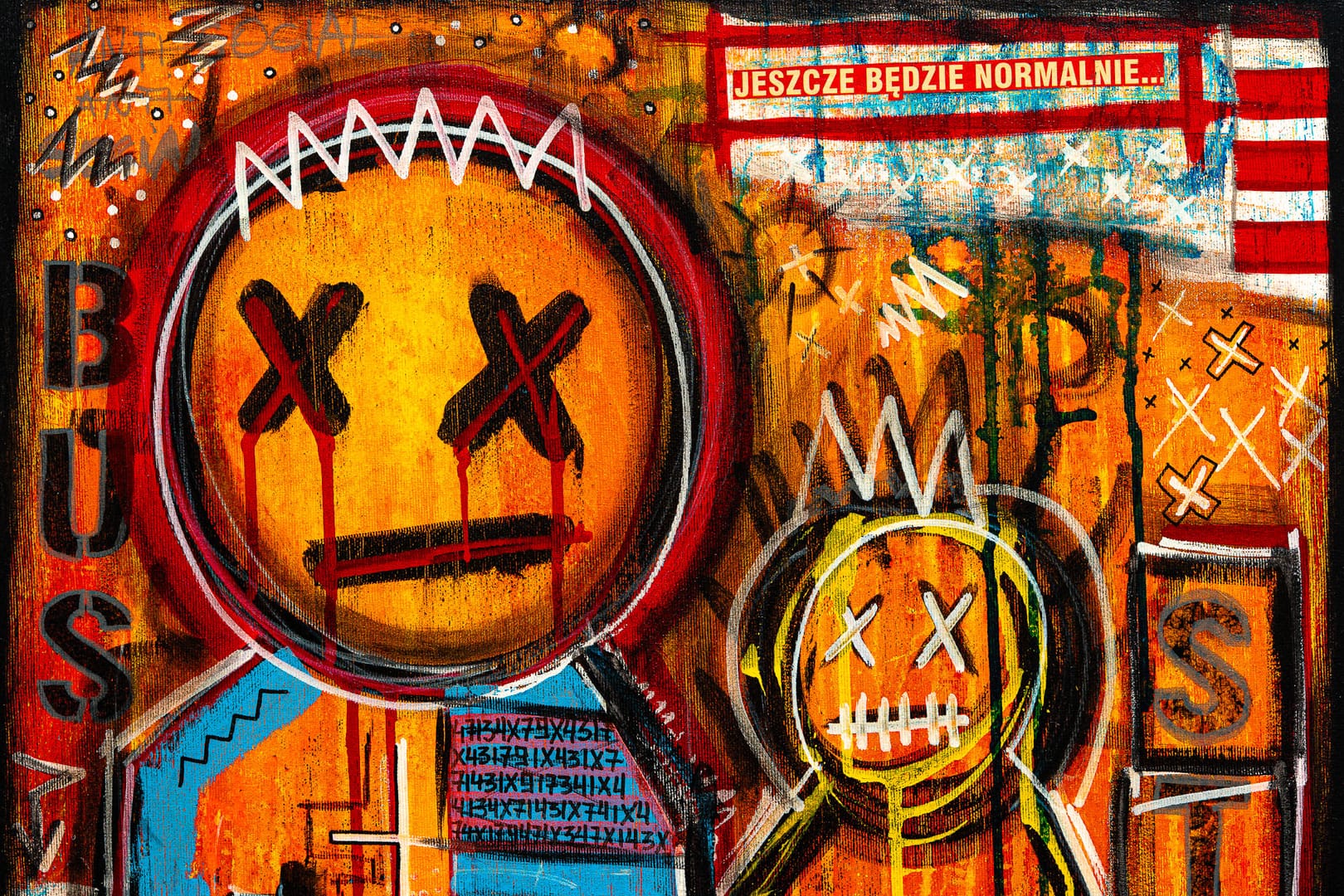 Quarrel at the bus stop – Kamil Jaczyński, akryl, 2019