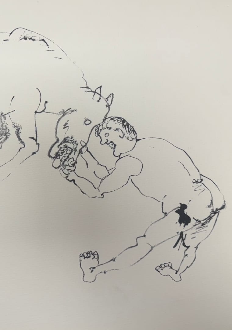 Walka z koniem – Eugeniusz Markowski, serigrafia, Lata 90