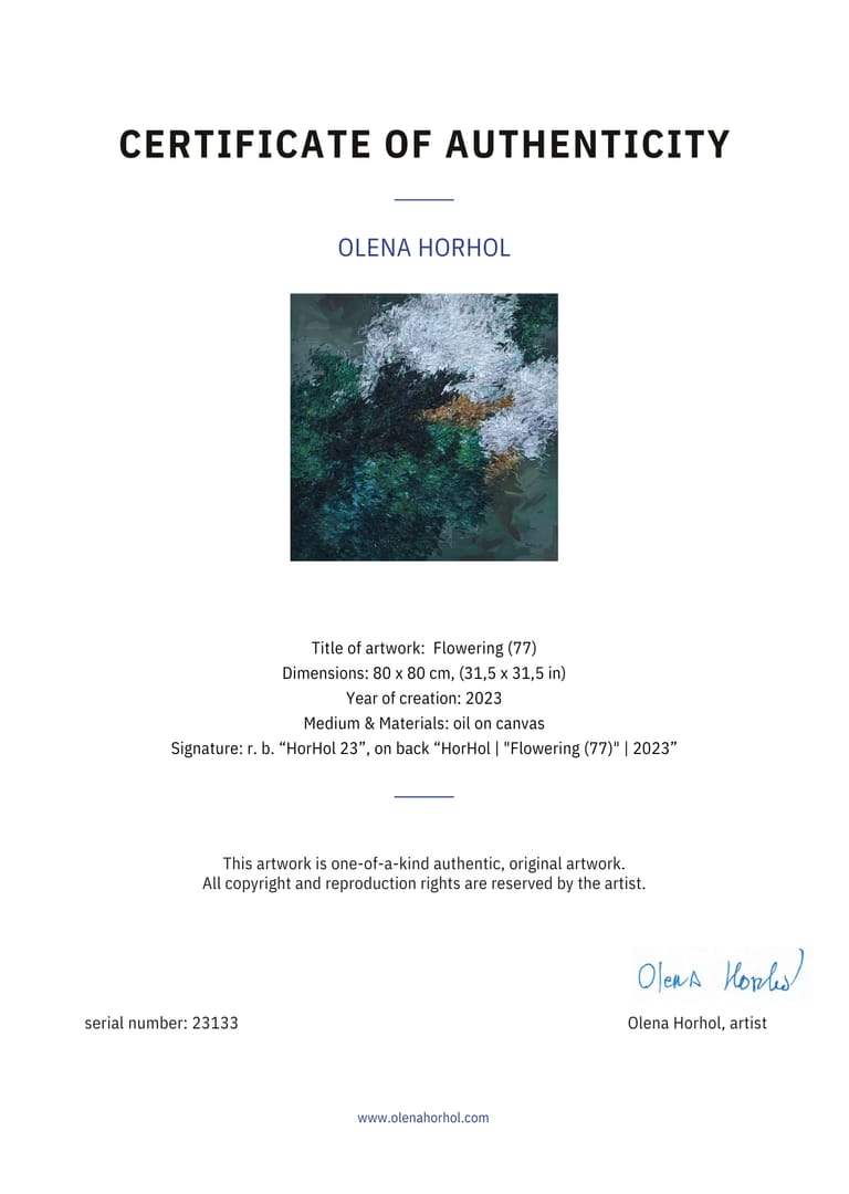 Flowering (77) – Olena Horhol, olej, 2023