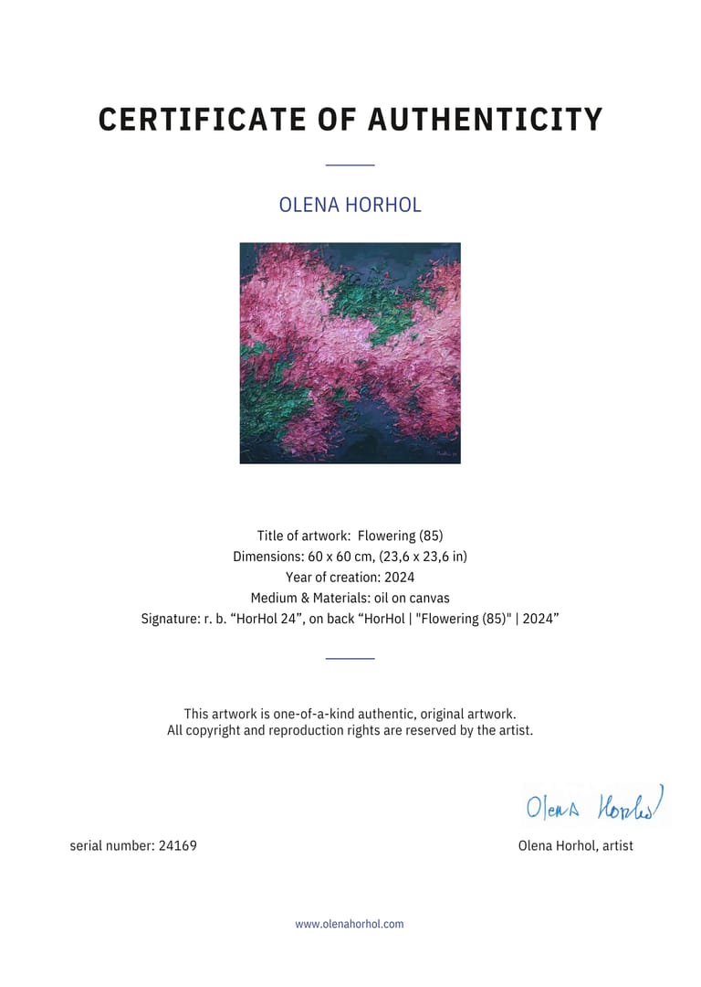 Flowering (85) – Olena Horhol, olej, 2024