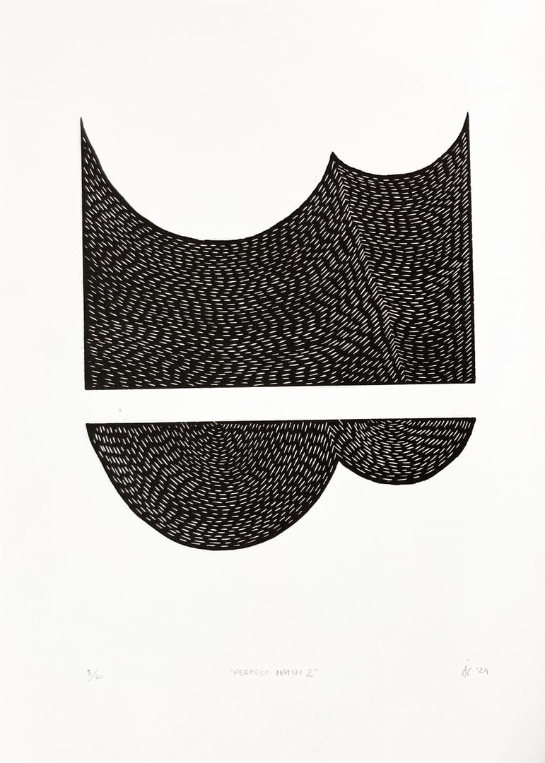 Perfect Match 2 – Agata Kycia, linoryt, 2024