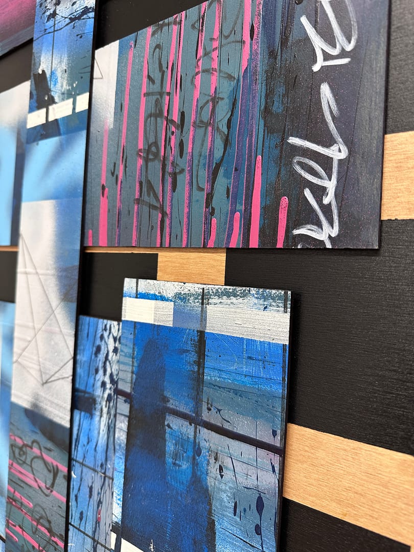 EGO II – Przemysław Robert Chochół, akryl, graffiti, technika mieszana, technika własna, kolaż, 2023