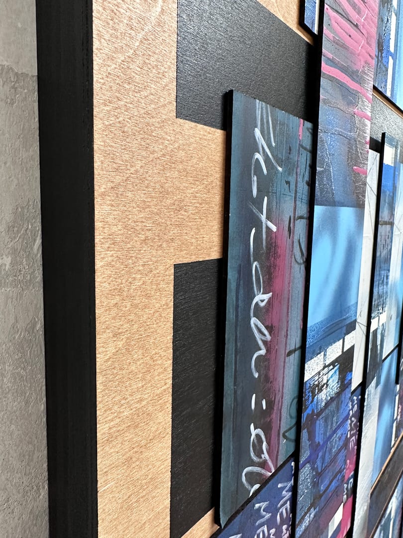 EGO II – Przemysław Robert Chochół, akryl, graffiti, technika mieszana, technika własna, kolaż, 2023