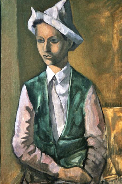 "Chłopiec w spiczastej czapce" – Magdalena Król, olej, 1992