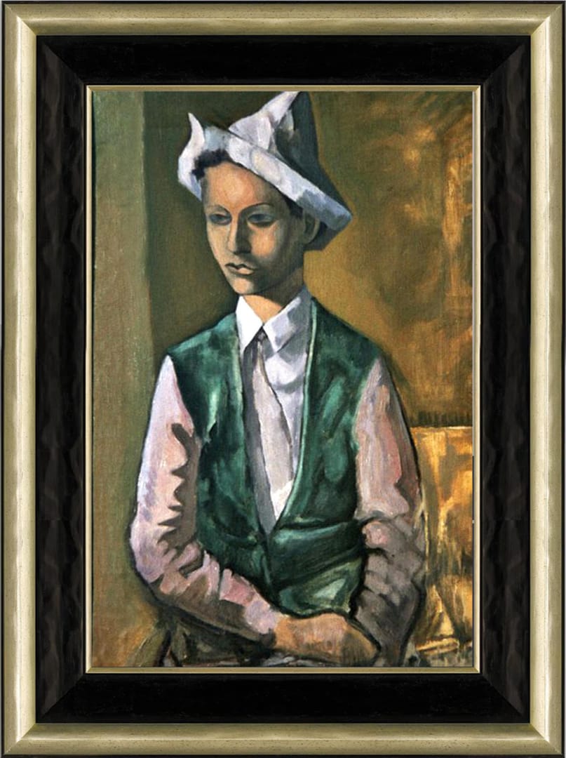 "Chłopiec w spiczastej czapce" – Magdalena Król, olej, 1992