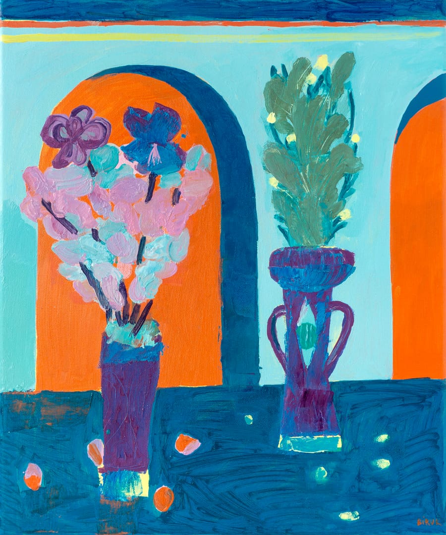 Two bouquets and an aqueduc – Aliaksandr Biruk, olej, 2025