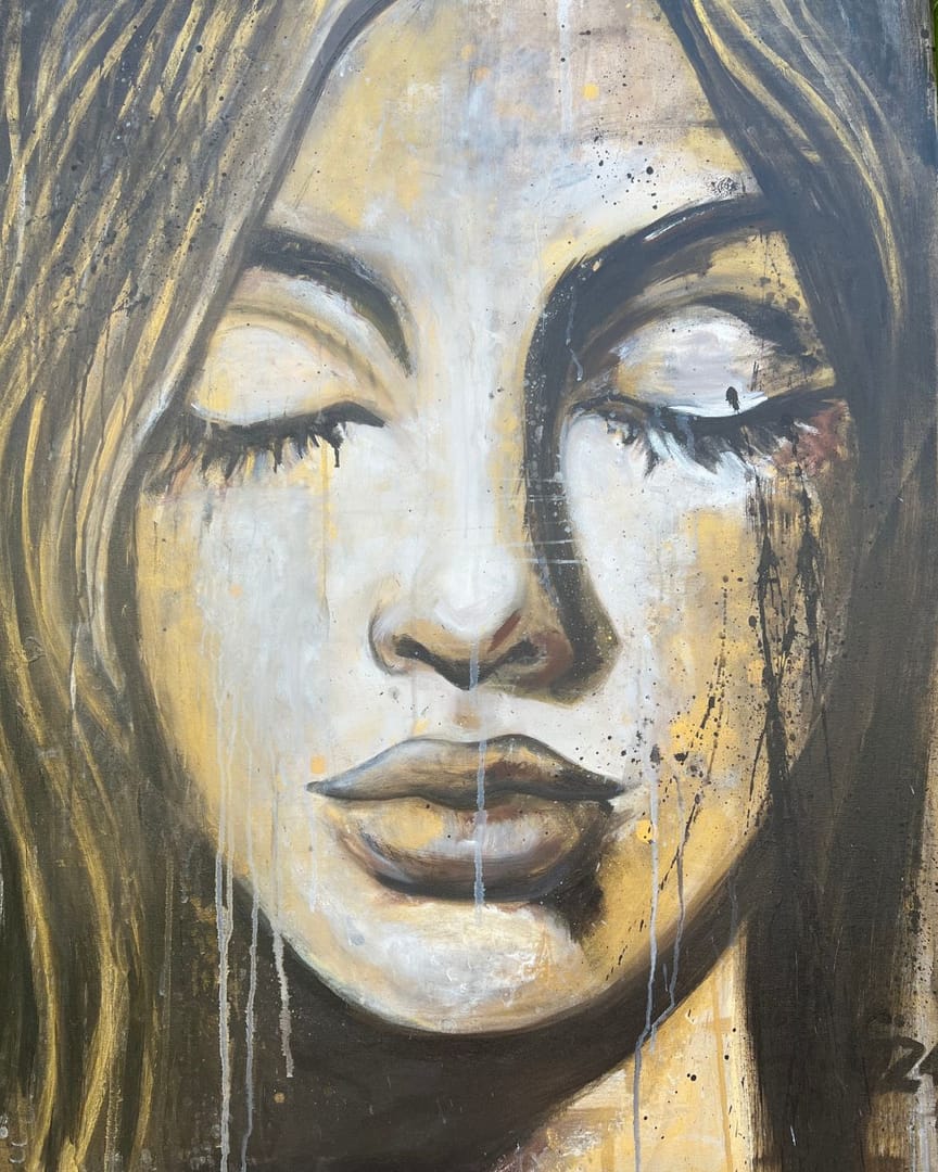 SERENITY IN GOLD AND BLACK – GIZA, akryl, 2025