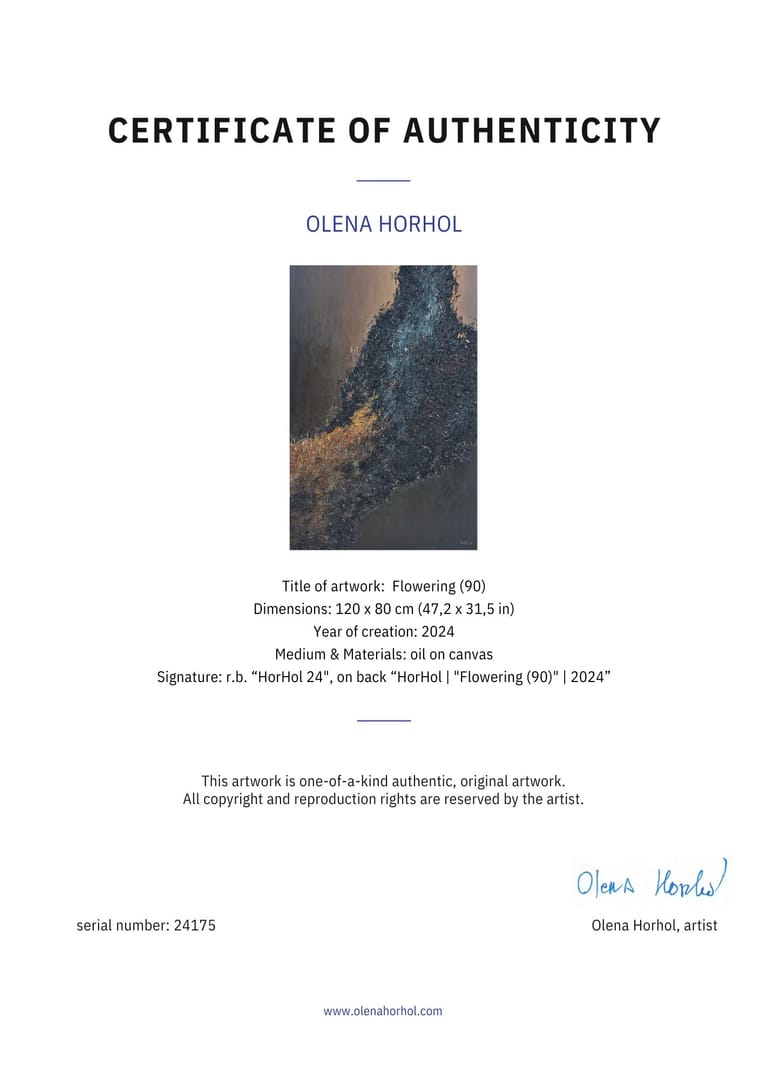 Flowering (90) – Olena Horhol, olej, 2024