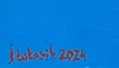 Dwa klipsy na sznurku – Jarosław Łukasik, akryl, 2024