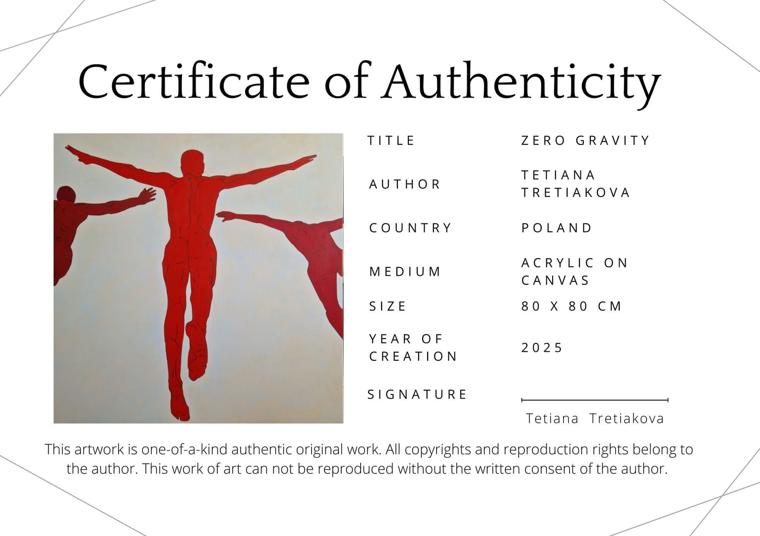 ZERO GRAVITY – Tetiana Tretiakova, akryl, 2025