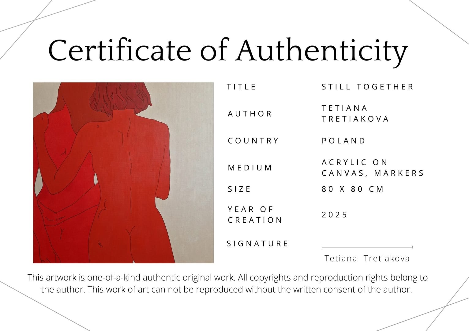 STILL TOGETHER – Tetiana Tretiakova, akryl, 2025