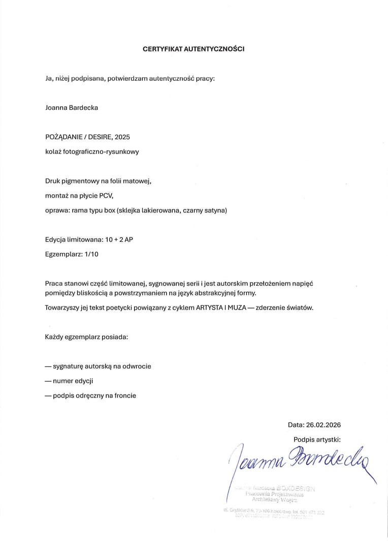POŻĄDANIE – Joanna Bardecka, technika mieszana, kolaż, 2025
