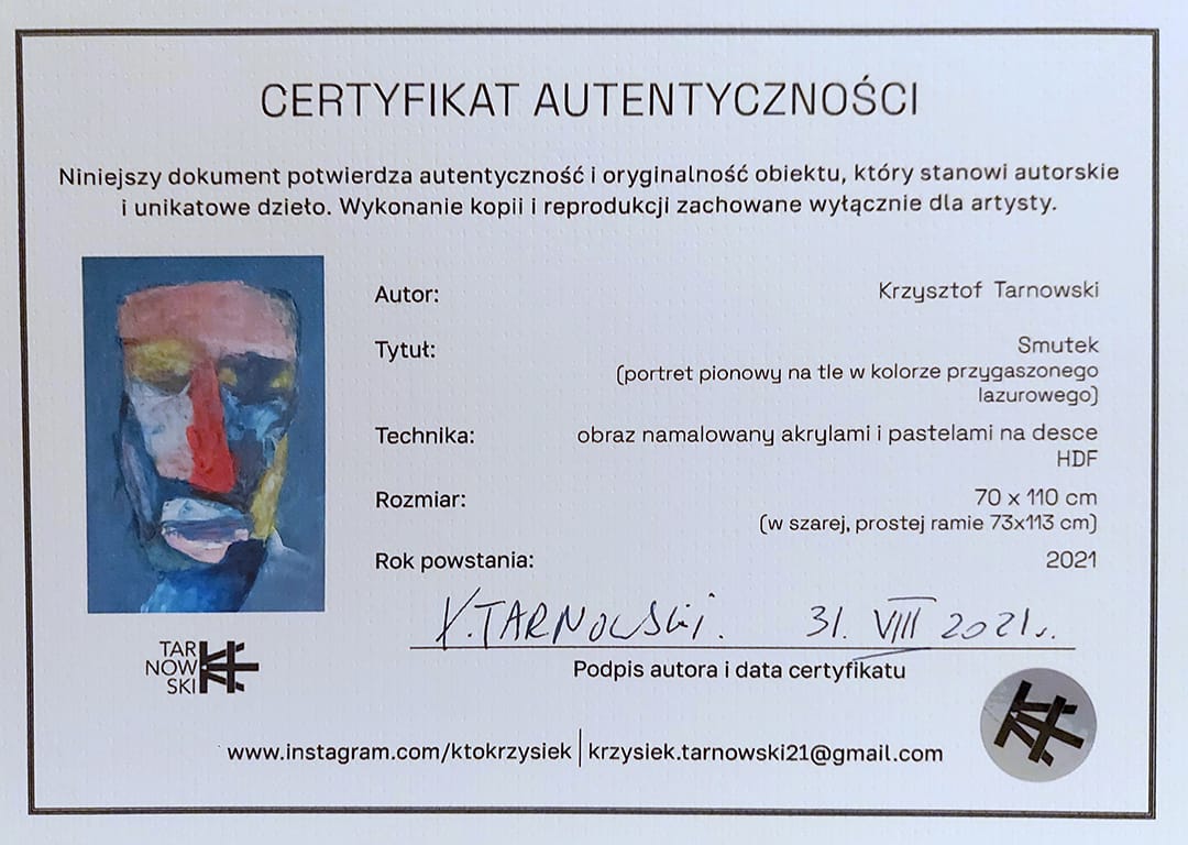 Smutek – Krzysztof Tarnowski, akryl, 2021