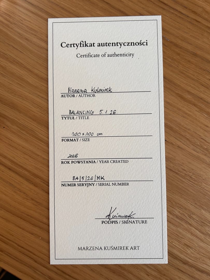 BALANCING 5.1.26. – Marzena Kuśmirek, akryl, technika mieszana, 2026