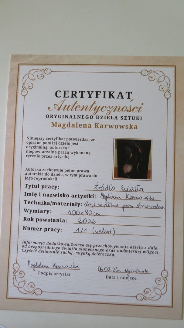 Źródło światła – Magdalena Karwowska, akryl, 2026