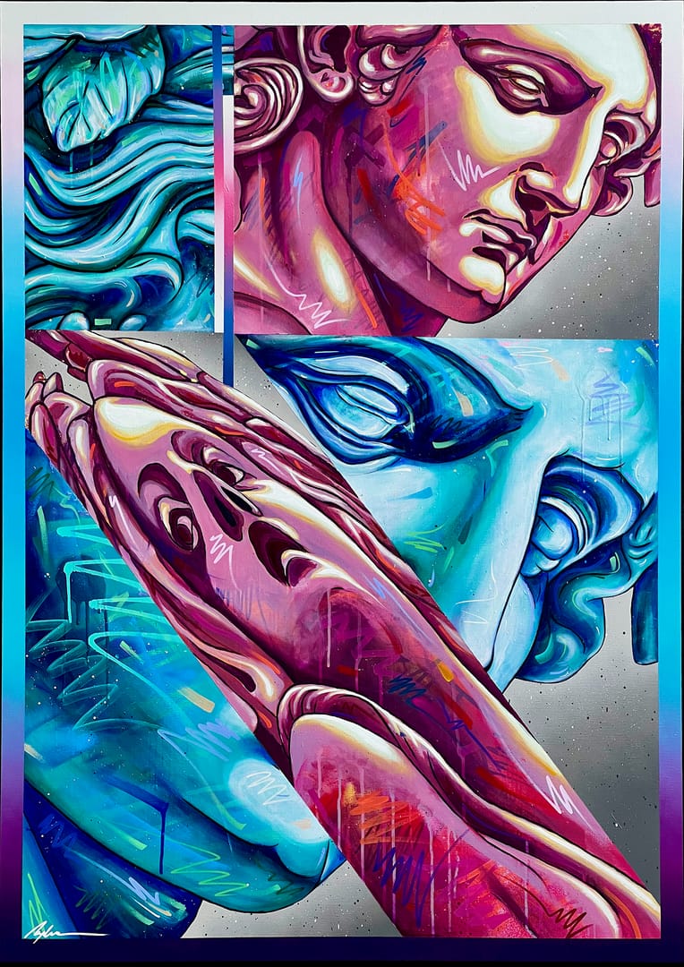 "DUALIZM" – Michał Mąka, akryl, graffiti, 2024