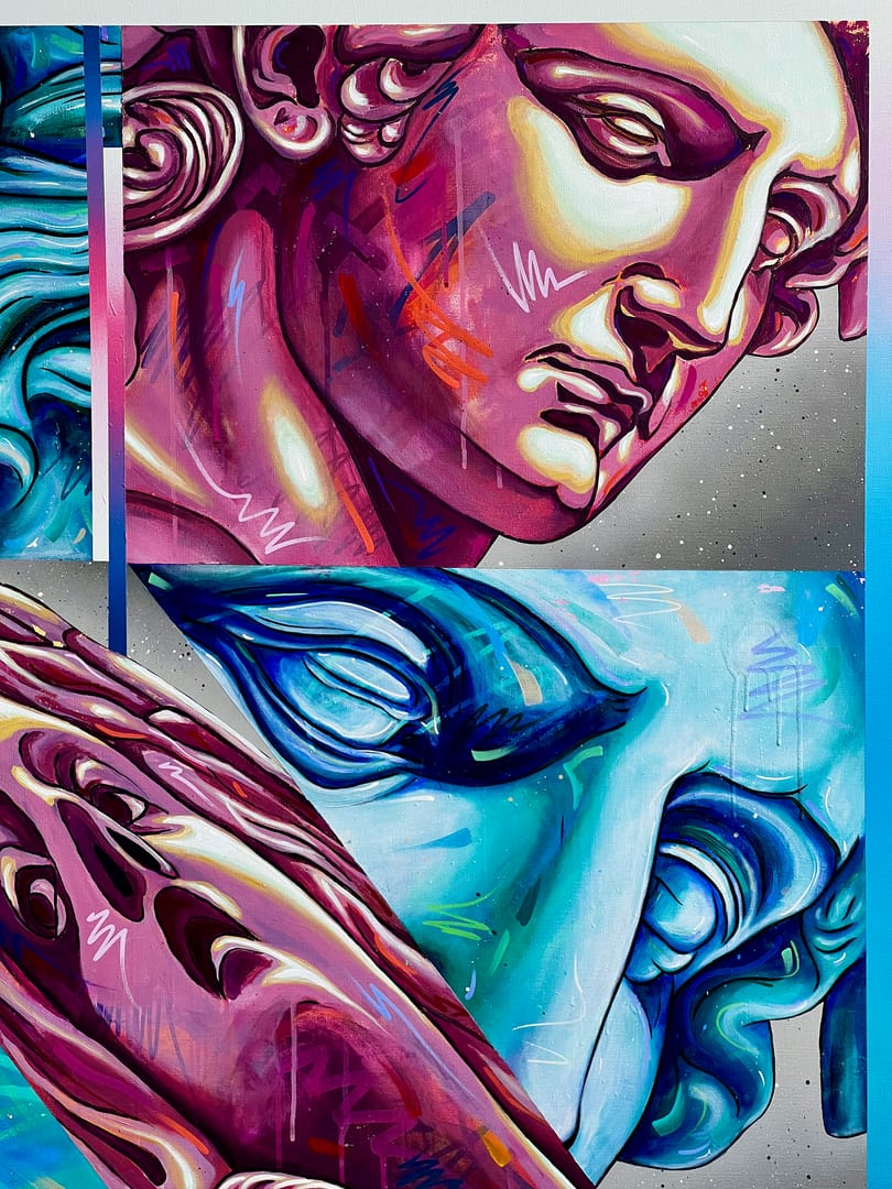 "DUALIZM" – Michał Mąka, akryl, graffiti, 2024