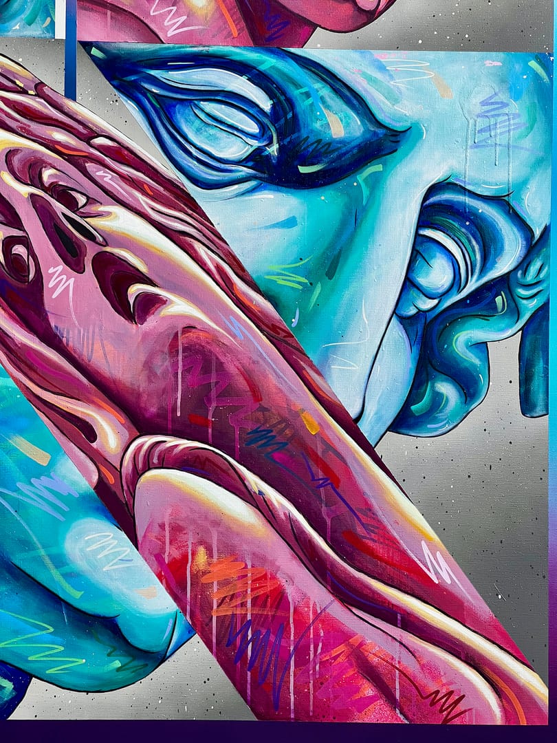 "DUALIZM" – Michał Mąka, akryl, graffiti, 2024