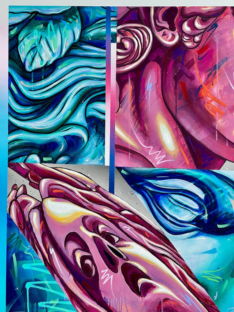 "DUALIZM" – Michał Mąka, akryl, graffiti, 2024
