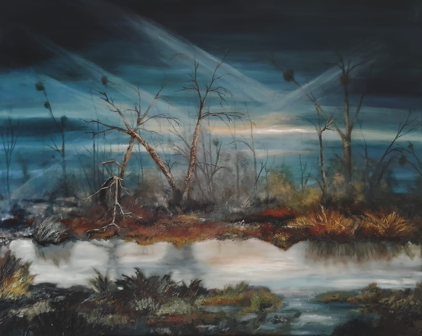 Bare Trees by the Water – Lula Sarnia, akryl, 2026