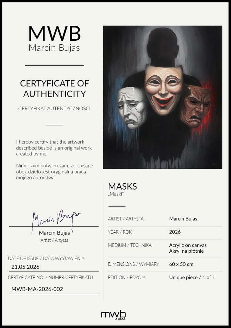Maski – Marcin Bujas, akryl, 2026
