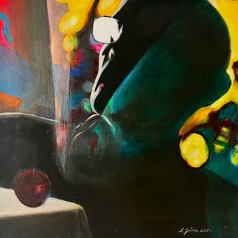 Pomiędzy – Agata Górna, acryl i olej na kartonie