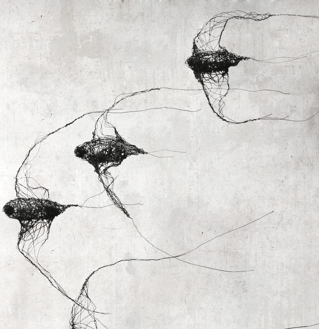 Instalacja z metalu nr XVI - ptaki w kluczu (5 sztuk) – Maja Gajewska, rzeźba, technika własna, 2024